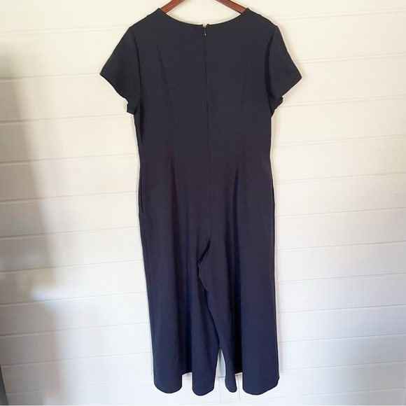 Lane Bryant Black Round Neck Keyhole Wide Leg Jumpsuit Women’s Waist 38” - Picture 7 of 10